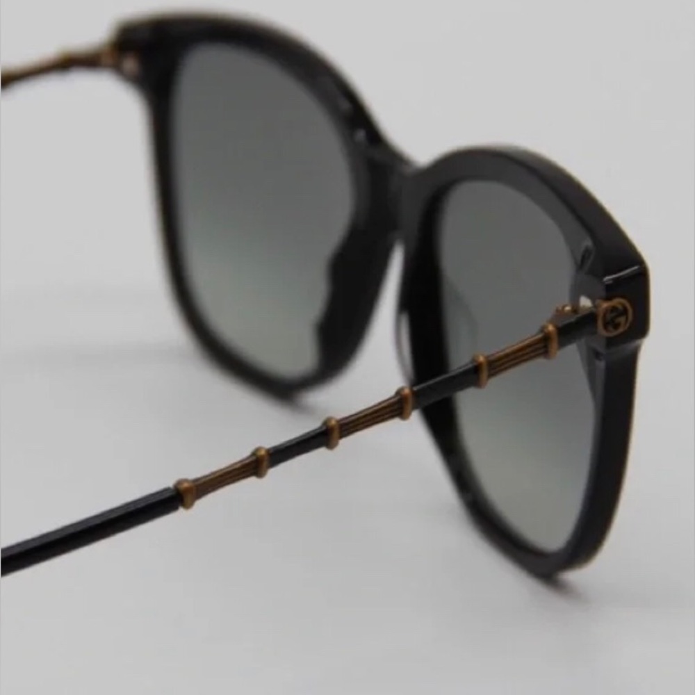 GUCCI WOMENS SQUARE BLACK GOLD GREY SUNGLASSES GG0654S-30008562-001 - Picture 8 of 12